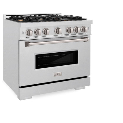 ZLINE 36 in. 5.2 cu. ft. Classic Dual Fuel Range with Gas Cooktop and Electric Convection Oven in Satin Stainless Steel with 6 Brass Burners (CDRS-BR-36)