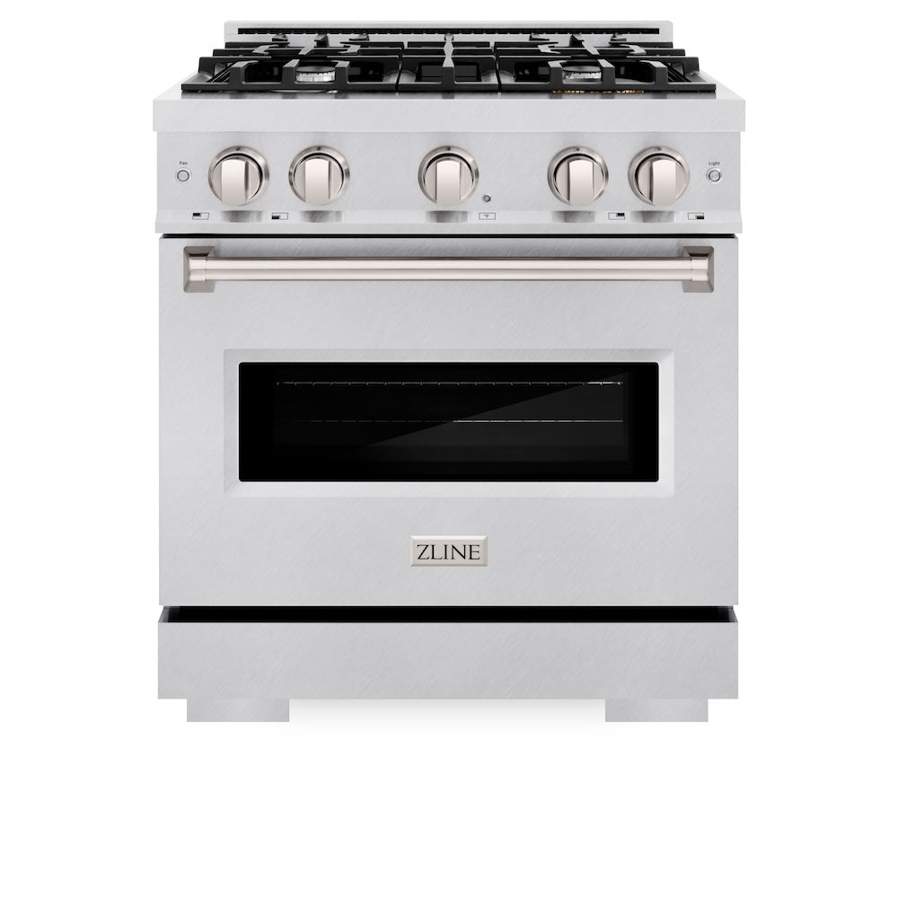 ZLINE 30 in. 4.2 cu. ft. Classic Gas Range with 4 Burner Cooktop and Convection Gas Oven in Satin Stainless Steel (CGRS-30)
