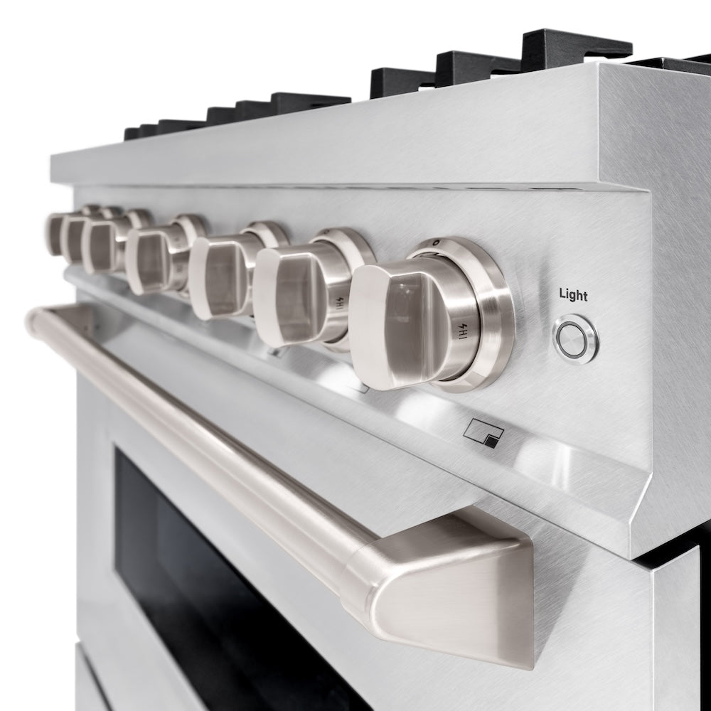 ZLINE 36 in. 5.2 cu. ft. Classic Gas Range with 6 Burner Cooktop and Convection Gas Oven in Satin Stainless Steel (CGRS-36)