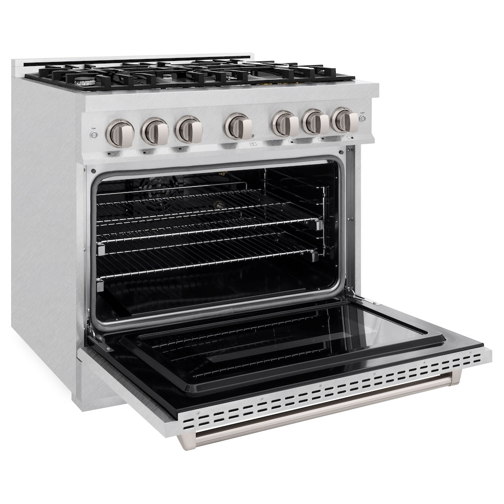 ZLINE 36 in. 5.2 cu. ft. Classic Gas Range with 6 Burner Cooktop and Convection Gas Oven in Satin Stainless Steel (CGRS-36)