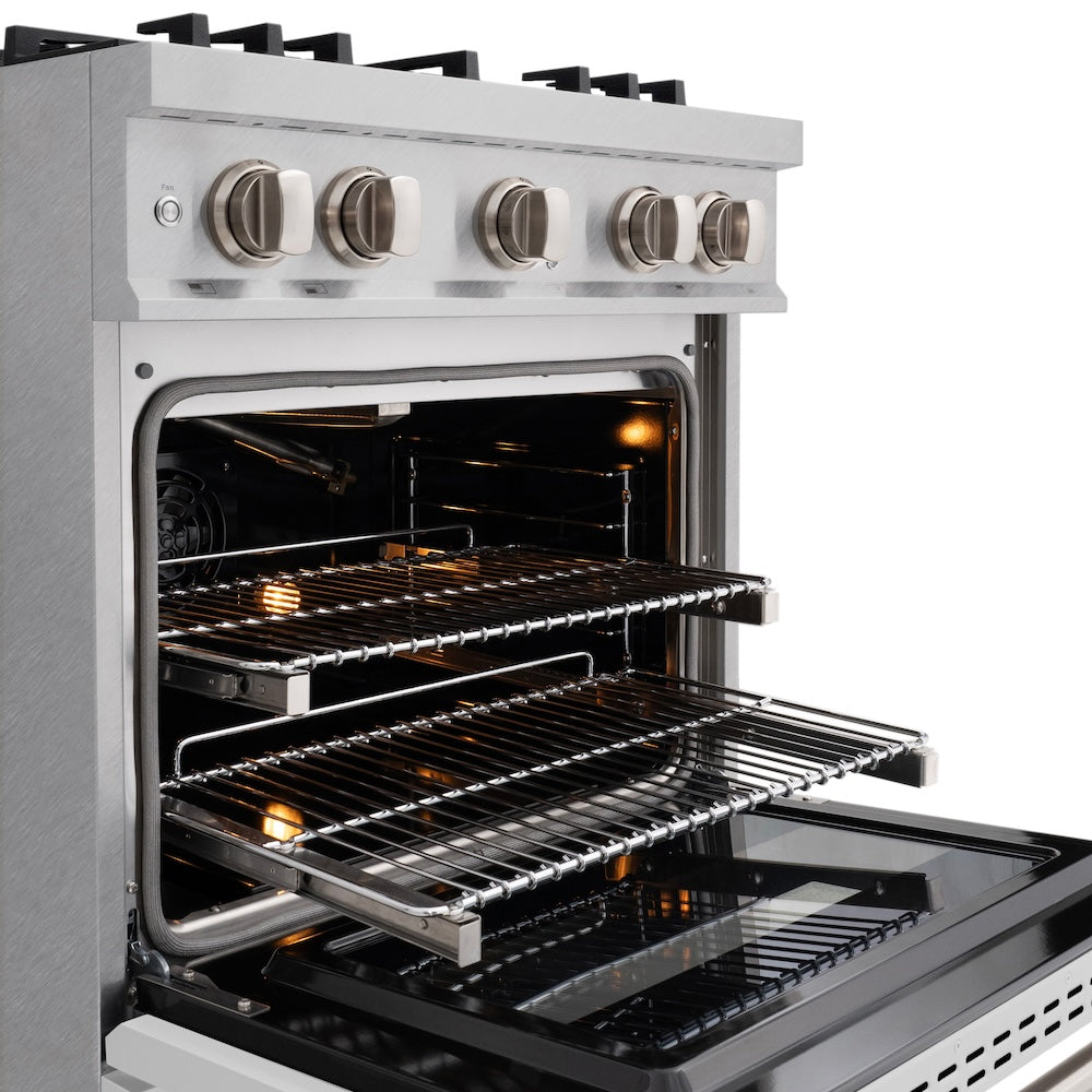 ZLINE 30 in. 4.2 cu. ft. Classic Gas Range with 4 Burner Cooktop and Convection Gas Oven in Satin Stainless Steel with White Matte Door (CGRS-WM-30)