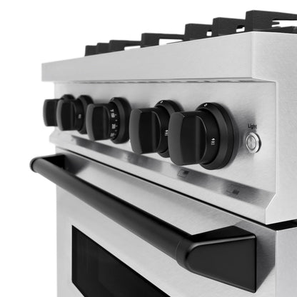 ZLINE Autograph Edition 30 in. 4.2 cu. ft. Classic Gas Range with 4 Burner Cooktop and Convection Gas Oven in Satin Stainless Steel and Matte Black Accents (CGRSZ-30-MB)