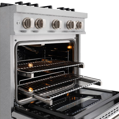 ZLINE 30 in. 4.2 cu. ft. Classic Gas Range with Convection Gas Oven in Satin Stainless Steel with 4 Brass Burners (CGRS-BR-30)