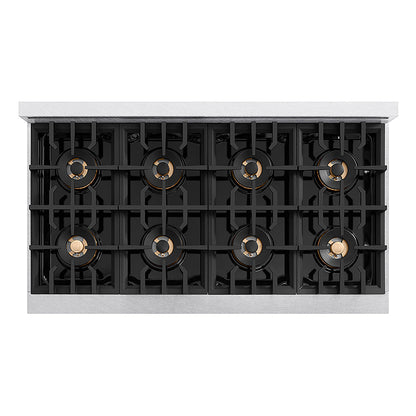 ZLINE Autograph Edition 48 in. Classic Gas Rangetop with 8 Burner DuoPro™ Cooktop in Satin Stainless Steel and Matte Black Accents (PCRTSZ-48-MB)