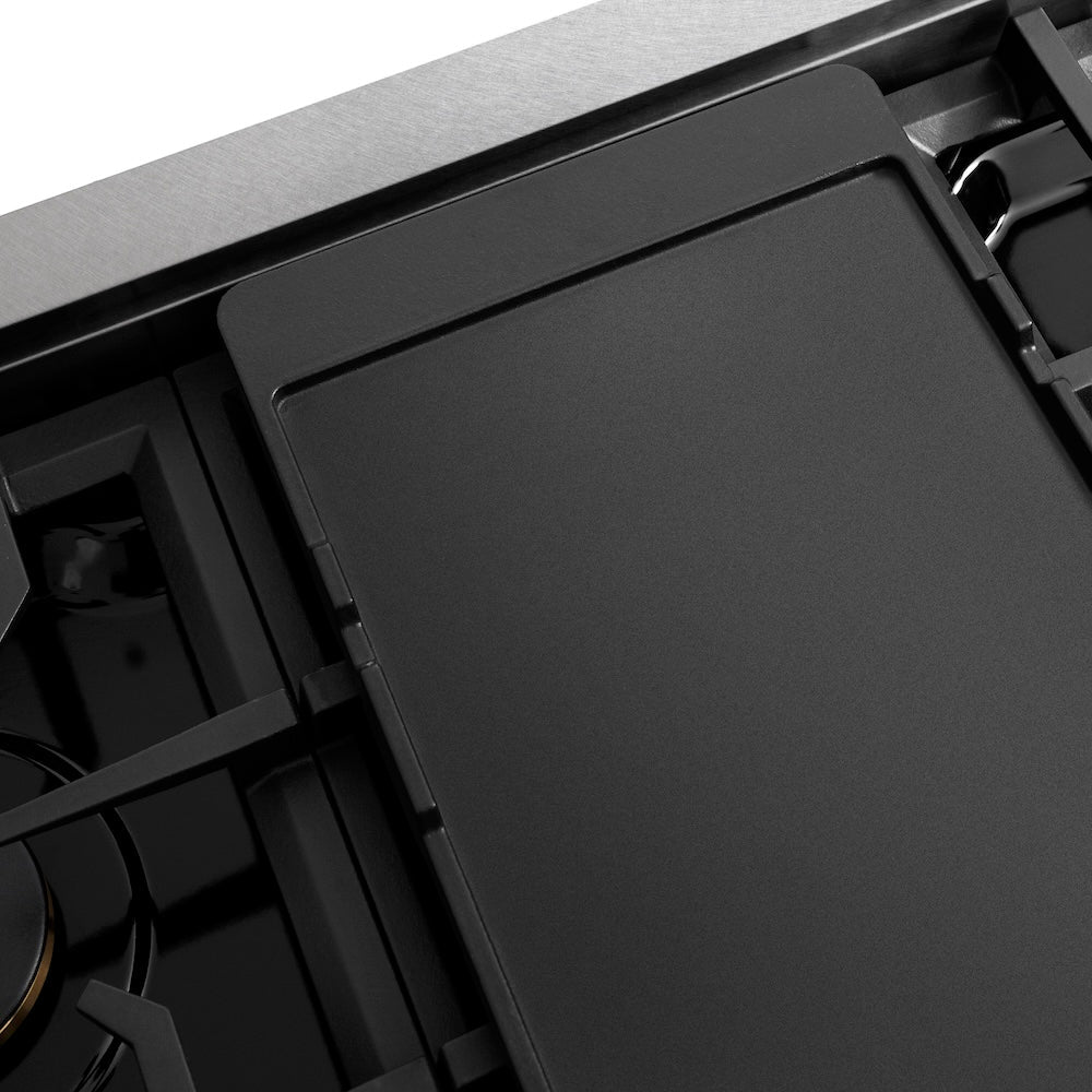 ZLINE 48 in. Classic Gas Rangetop with 8 Brass Burners and Porcelain Cooktop in Satin Stainless Steel (RTS-BR-48)