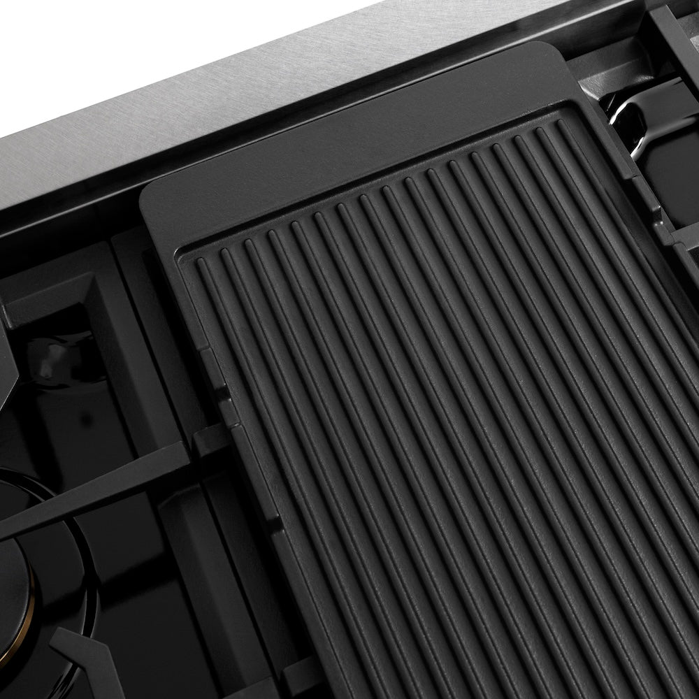 ZLINE 48 in. Classic Gas Rangetop with 8 Brass Burners and Porcelain Cooktop in Satin Stainless Steel (RTS-BR-48)