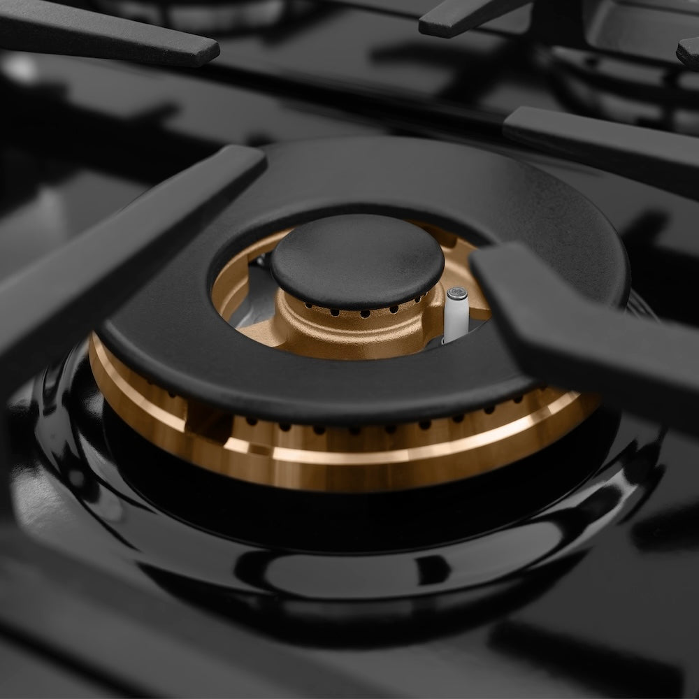 ZLINE Autograph Edition 48 in. Classic Gas Rangetop with 8 Burners and Porcelain Cooktop in Satin Stainless Steel with Polished Gold Accents (RTSZ-48-G)