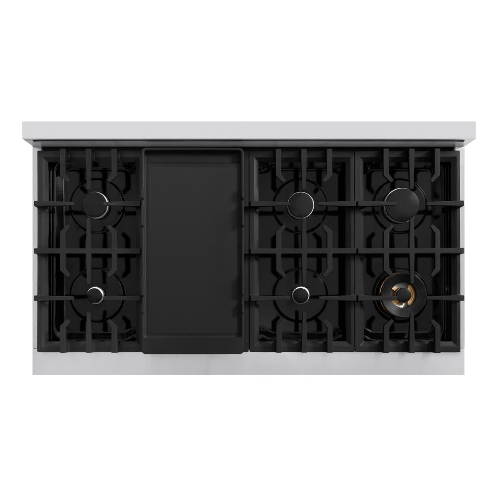 ZLINE 48 in. 6.7 cu. ft. Classic Double Oven Dual Fuel Range with 8 Burner Gas Cooktop in Stainless Steel with Black Matte Doors (CDR-BLM-48)