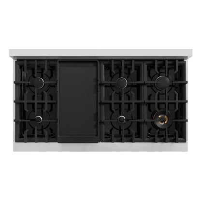 ZLINE 48 in. 6.7 cu. ft. Classic Double Oven Dual Fuel Range with 8 Burner Gas Cooktop in Stainless Steel with Black Matte Doors (CDR-BLM-48)