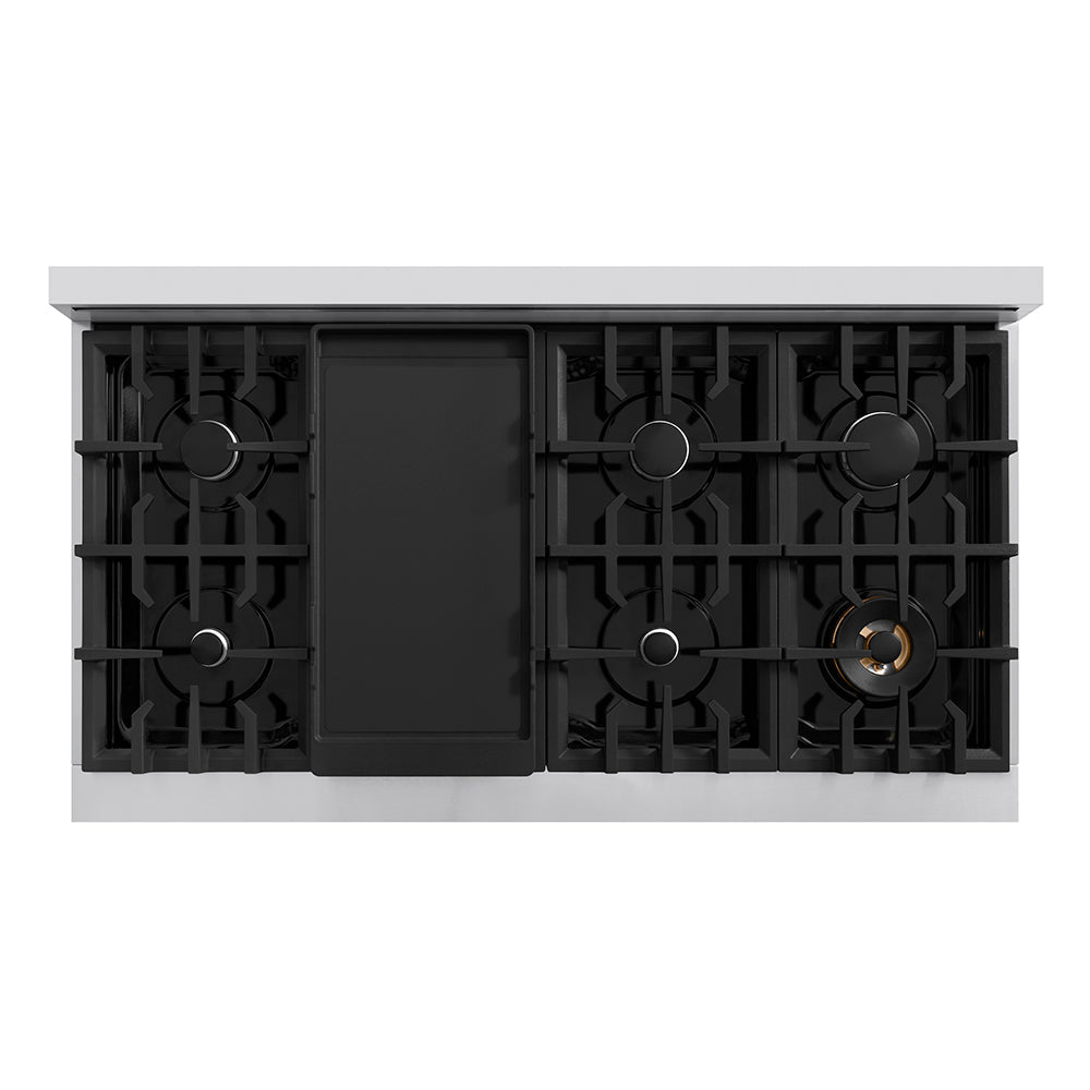ZLINE 48 in. Classic Gas Rangetop with 8 Burners and Porcelain Cooktop in Stainless Steel with Griddle (RT-GR-48)