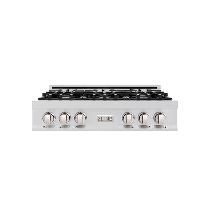 ZLINE 36 in. Classic Gas Rangetop with 6 Burners and Porcelain Cooktop in Stainless Steel (RT36)