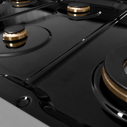 ZLINE Autograph Edition 48 in. Classic Gas Rangetop with 8 Burners and Porcelain Cooktop in Stainless Steel with Polished Gold Accents (RTZ-48-G)