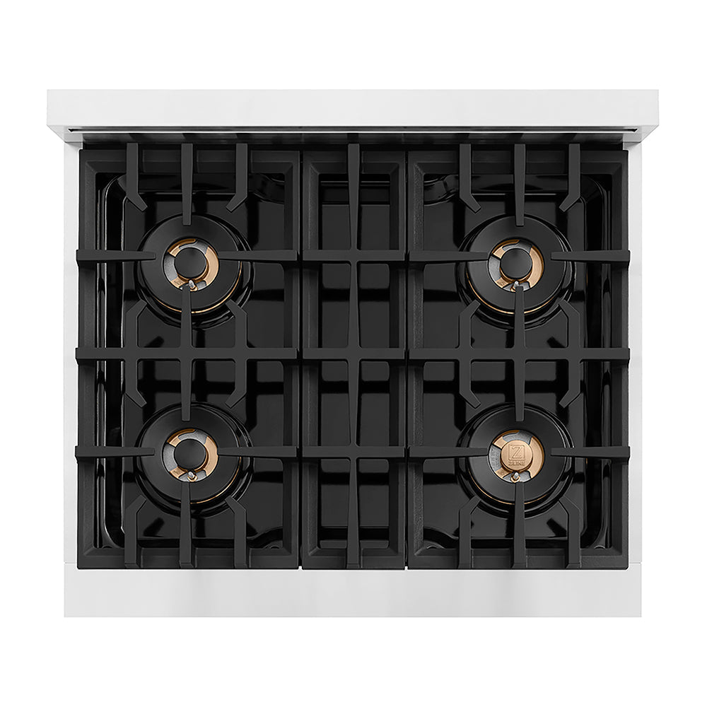 ZLINE Autograph Edition 30 in. Classic Gas Rangetop with 4 Burner DuoPro™ Cooktop in Stainless Steel and Champagne Bronze Accents (PCRTZ-30-CB)