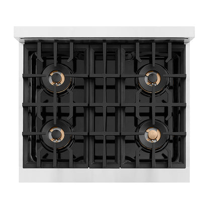 ZLINE Autograph Edition 30 in. Classic Gas Rangetop with 4 Burner DuoPro™ Cooktop in Stainless Steel and Champagne Bronze Accents (PCRTZ-30-CB)