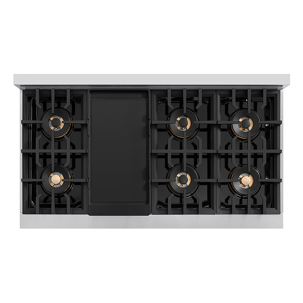 ZLINE Autograph Edition 48 in. Classic Gas Rangetop with 8 Burner DuoPro™ Cooktop in Stainless Steel and Champagne Bronze Accents (PCRTZ-48-CB)