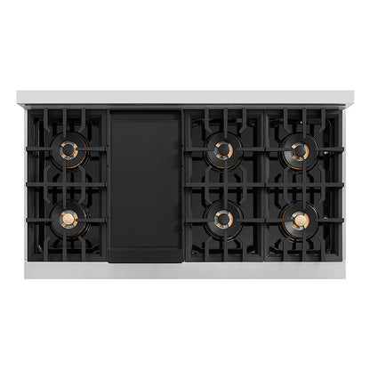 ZLINE Autograph Edition 48 in. Classic Gas Rangetop with 8 Burner DuoPro™ Cooktop in Stainless Steel and Champagne Bronze Accents (PCRTZ-48-CB)