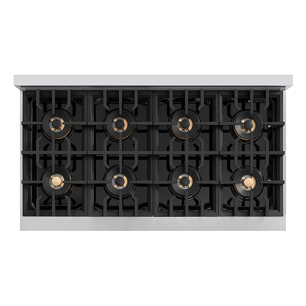 ZLINE Autograph Edition 48 in. Classic Gas Rangetop with 8 Burner DuoPro™ Cooktop in Stainless Steel and Champagne Bronze Accents (PCRTZ-48-CB)