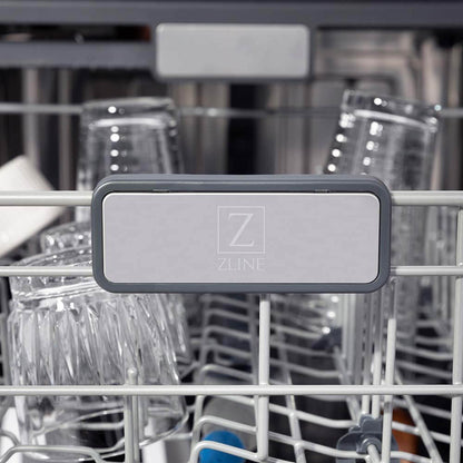 ZLINE 24 in. Monument Series 3rd Rack Top Touch Control Dishwasher with Blue Gloss Panel, 45dBa (DWMT-BG-24)