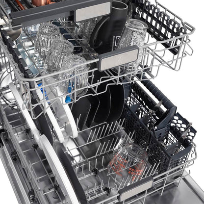 ZLINE 24 in. Monument Series 3rd Rack Top Touch Control Dishwasher with Blue Matte Panel, 45dBa (DWMT-BM-24)