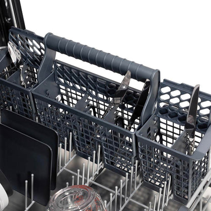 ZLINE 24 in. Monument Series 3rd Rack Top Touch Control Dishwasher with Blue Gloss Panel, 45dBa (DWMT-BG-24)