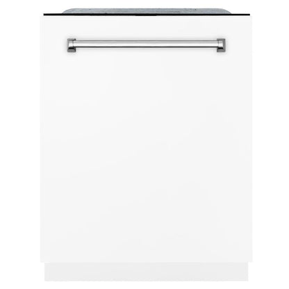 ZLINE 24 in. Monument Series 3rd Rack Top Touch Control Dishwasher with White Matte Panel, 45dBa (DWMT-WM-24)