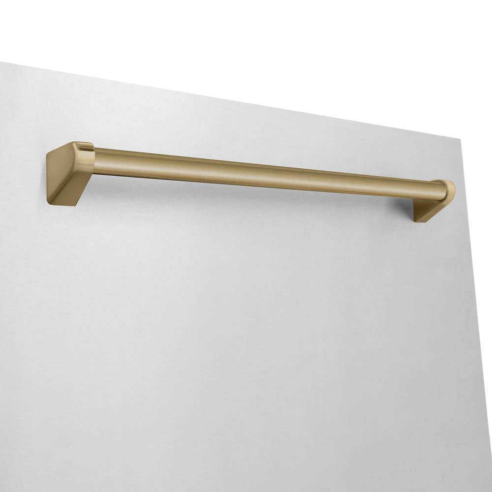 ZLINE Autograph Edition 48 in. Kitchen Package with Stainless Steel Dual Fuel Range, Range Hood, Dishwasher and Refrigerator Including External Water Dispenser with Champagne Bronze Accents (4AKPR-RARHDWM48-CB)