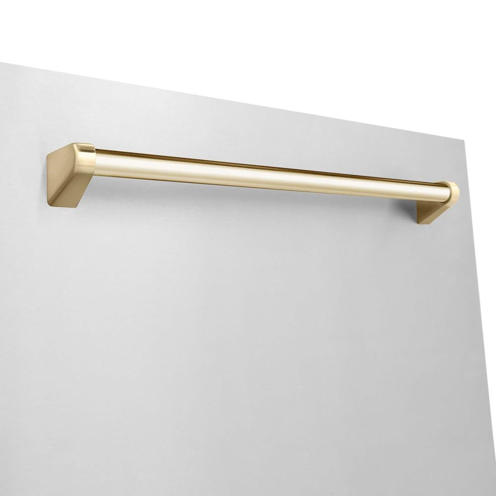 ZLINE Autograph Edition 30 in. Kitchen Package with Stainless Steel Dual Fuel Range, Range Hood, Dishwasher, and Refrigerator with External Water Dispenser with Polished Gold Accents (4AKPR-RARHDWM30-G)