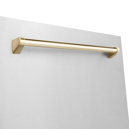 ZLINE Autograph Edition 36 in. Kitchen Package with Stainless Steel Dual Fuel Range, Range Hood, Dishwasher and Refrigerator Including External Water Dispenser with Polished Gold Accents (4AKPR-RARHDWM36-G)