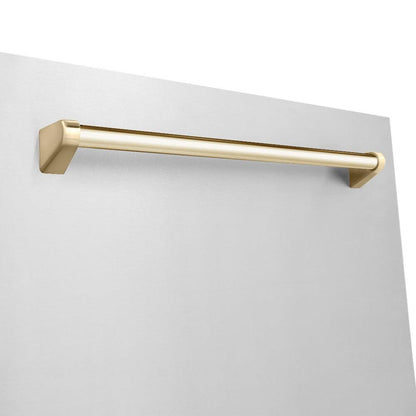 ZLINE Autograph Edition 48 in. Kitchen Package with Stainless Steel Dual Fuel Range, Range Hood, Dishwasher and Refrigerator with Polished Gold Accents (4KAPR-RARHDWM48-G)