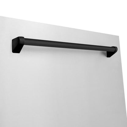 ZLINE Autograph Edition 36 in. Kitchen Package with Stainless Steel Dual Fuel Range, Range Hood and Dishwasher with Matte Black Accents (3AKP-RARHDWM36-MB)