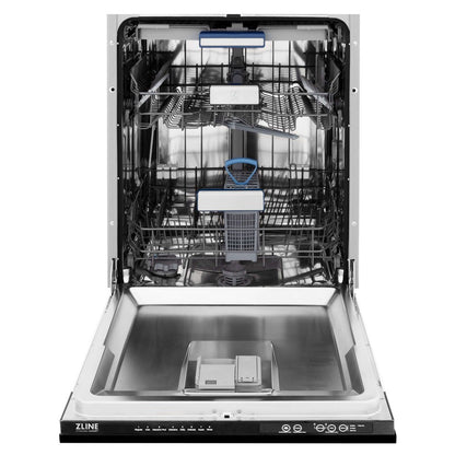 ZLINE Kitchen Package with Black Stainless Steel Refrigerator, 48 in. Dual Fuel Range, 48 in. Range Hood, Microwave Drawer, and 24 in. Tall Tub Dishwasher (5KPR-RABRH48-MWDWV)