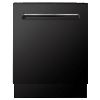 ZLINE Kitchen Package with Black Stainless Steel Refrigerator, 48 in. Dual Fuel Range, 48 in. Range Hood, Microwave Drawer, and 24 in. Tall Tub Dishwasher (5KPR-RABRH48-MWDWV)