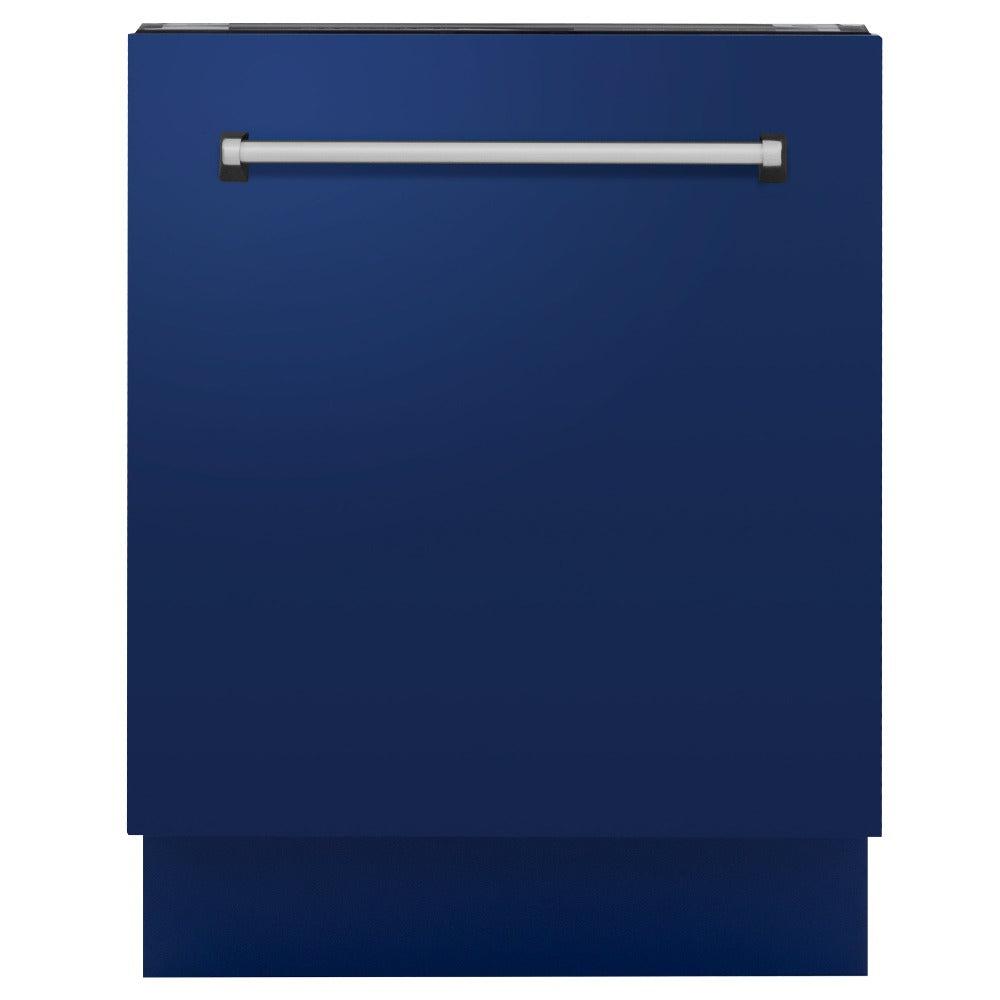 ZLINE 24 in. Tallac Series 3rd Rack Dishwasher with Blue Gloss Panel and Traditional Handle, 51dBa (BDWV-G-24)