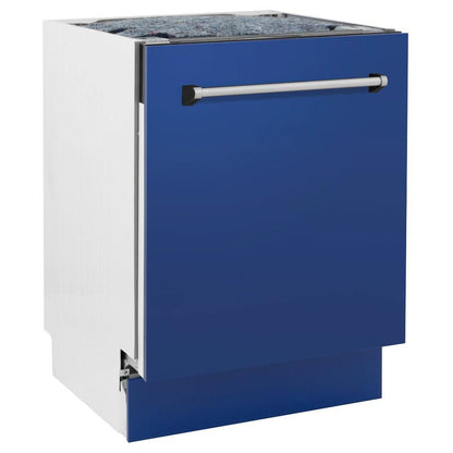 ZLINE 24 in. Tallac Series 3rd Rack Dishwasher with Blue Matte Panel and Traditional Handle, 51dBa (DWV-BM-24)