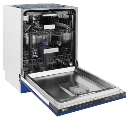 ZLINE 24 in. Tallac Series 3rd Rack Dishwasher with Blue Matte Panel and Traditional Handle, 51dBa (DWV-BM-24)