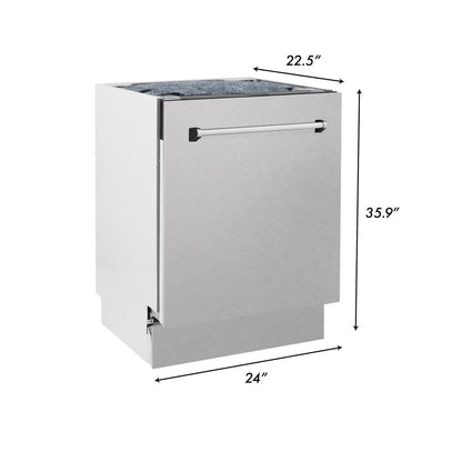 ZLINE 48 in. Kitchen Package with Satin Stainless Dual Fuel Range, Ducted Vent Range Hood and Tall Tub Dishwasher (3KP-RASRH48-DWV)