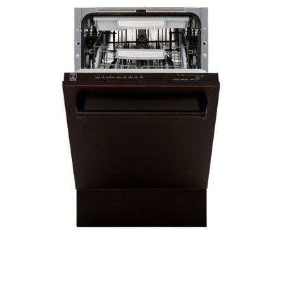 ZLINE 18 in. Tallac Series 3rd Rack Top Control Dishwasher with a Stainless Steel Tub with Oil-Rubbed Bronze Panel, 51dBa (DWV-ORB-18)