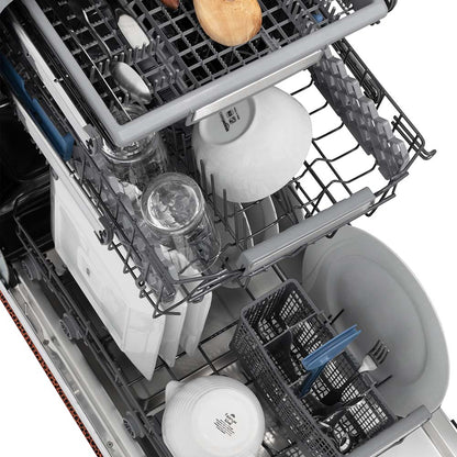 ZLINE 18 in. Tallac Series 3rd Rack Top Control Dishwasher with a Stainless Steel Tub with Hand-Hammered Copper Panel, 51dBa (DWV-HH-18)
