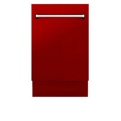 ZLINE 18 in. Tallac Series 3rd Rack Top Control Dishwasher with a Stainless Steel Tub with Red Gloss Panel, 51dBa (DWV-RG-18)