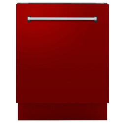 ZLINE 24 in. Tallac Series 3rd Rack Dishwasher with Red Gloss Panel and Traditional Handle, 51dBa (DWV-RG-24)