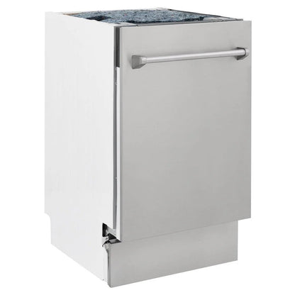 ZLINE 18 in. Compact Top Control Dishwasher with Stainless Steel Tub and Traditional Handle, 52dBa (DW-18)