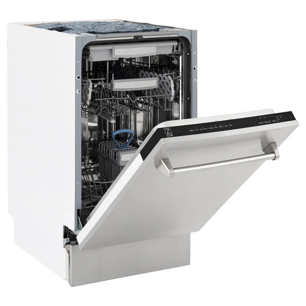 ZLINE 18 in. Compact Top Control Dishwasher with Stainless Steel Tub and Traditional Handle, 52dBa (DW-18)