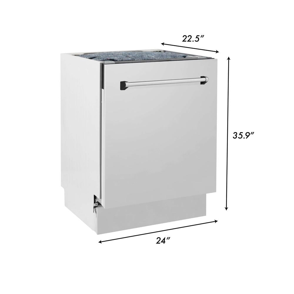 ZLINE Kitchen Package with Refrigerator, 30 in. Stainless Steel Rangetop, 30 in. Range Hood, 30 in. Single Wall Oven and 24 in. Tall Tub Dishwasher (5KPR-RTRH30-AWSDWV)