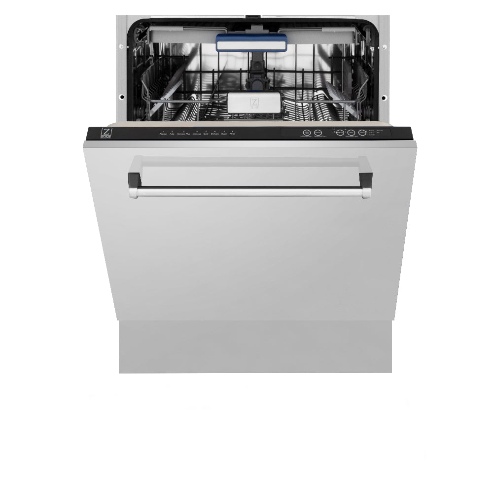 ZLINE Kitchen Package with 36 in. French Door Refrigerator, 36 in. Dual Fuel Range, 36 in. Range Hood, 24 in. Microwave Drawer, 24 in. Tall Tub Dishwasher and 24 in. Wine Cooler in Stainless Steel (6KPR-RARH36-MWDWV-RWV)
