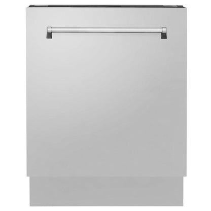 ZLINE Kitchen Package with Refrigerator, 36 in. Stainless Steel Dual Fuel Range, 36 in. Convertible Vent Range Hood, 24 in. Microwave Drawer, and 24 in. Tall Tub Dishwasher (5KPR-RARH36-MWDWV)