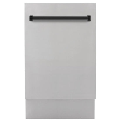 ZLINE Autograph Edition 18 in. Compact 3rd Rack Top Control Dishwasher in Stainless Steel with Matte Black Handle, 51dBa (DWVZ-304-18-MB)