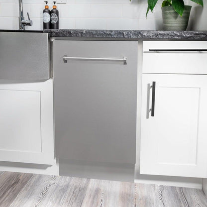 ZLINE 18 in. Compact Top Control Dishwasher with Stainless Steel Tub and Traditional Handle, 52dBa (DW-18)
