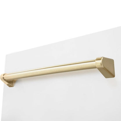 ZLINE Autograph Edition 18 in. Compact 3rd Rack Top Control Dishwasher in White Matte with Polished Gold Accent Handle, 51dBa (DWVZ-WM-18-G)