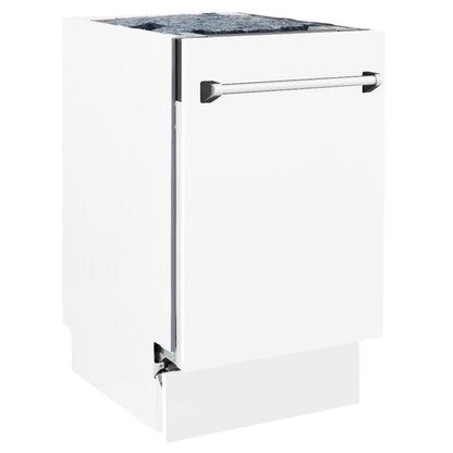ZLINE 18 in. Tallac Series 3rd Rack Top Control Dishwasher with White Matte Panel, 51dBa (DWV-WM-18)