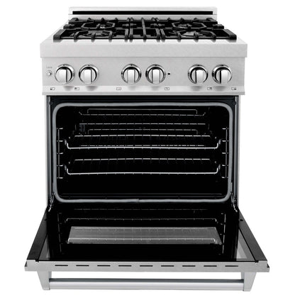 ZLINE 30 in. Kitchen Package with Satin Stainless Steel Dual Fuel Range and Convertible Vent Range Hood (2KP-RASSNRH30)
